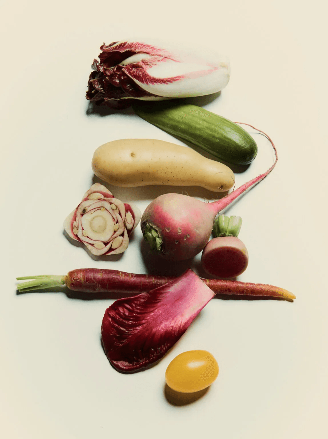 Assorted seasonal produce arranged on a table